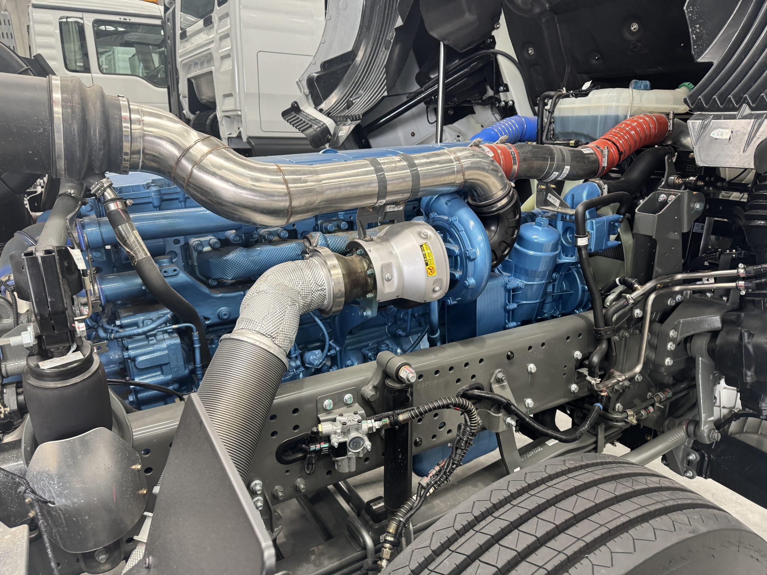 Sitrak engine bay serviced by factory-trained technicians